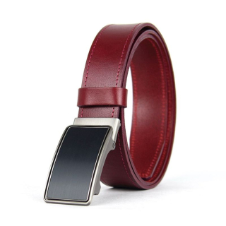 Luxusný kožený opasok s brzdou, šírka 3.5cm – GENTEEL, bordová