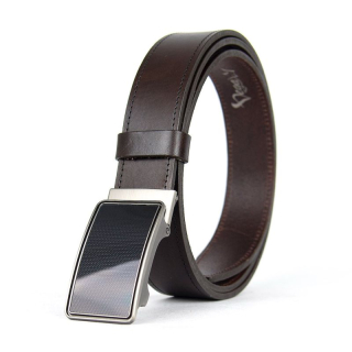 Luxusný kožený opasok s brzdou, šírka 3.5cm – VISION, tmavo hnedá