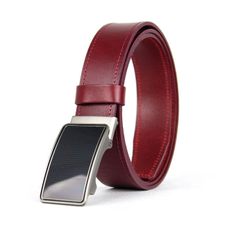 Luxusný kožený opasok s brzdou, šírka 3.5cm – VISION, bordová