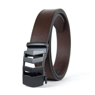 Kožený opasok s automatickou prackou BLACK RAILS, tmavo hnedá