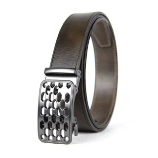 Kožený opasok s automatickou prackou PEARL CHAIN, olivová