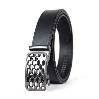 Kožený opasok s automatickou prackou PEARL CHAIN, čierna