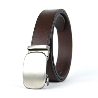 Kožený opasok s automatickou prackou NICKEL STANDARD, tmavo hnedá