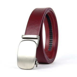 Kožený opasok s automatickou prackou NICKEL STANDARD, bordová