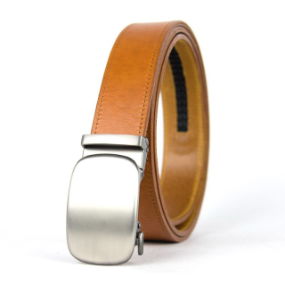 Kožený opasok s automatickou prackou NICKEL STANDARD, koňaková