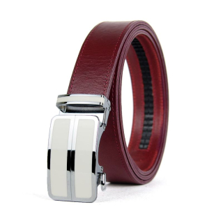 Kožený opasok s automatickou prackou IVORY DOUBLE, bordová