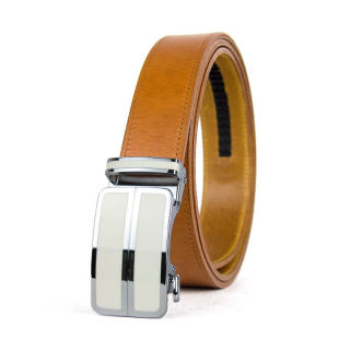 Kožený opasok s automatickou prackou IVORY DOUBLE, koňaková