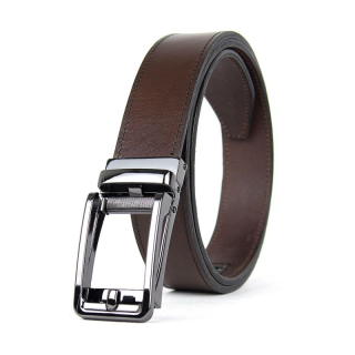 Kožený opasok s automatickou prackou PEARL BELT, tmavo hnedá
