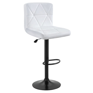 Elegantná barová stolička, ekokoža biela-čierny kov