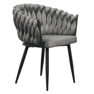Komfortné jedálenské kreslo, tmavosivá Velvet látka-čierny kov