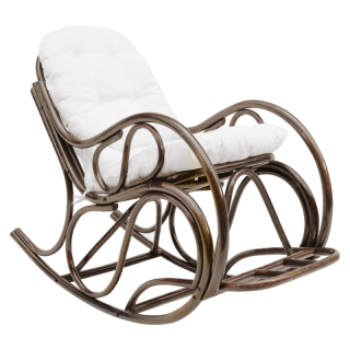 Hojdacie kreslo z prírodného ratanu, tmavohnedá-béžová