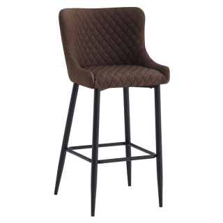 Dizajnová barová stolička čalúnená hnedou látkou