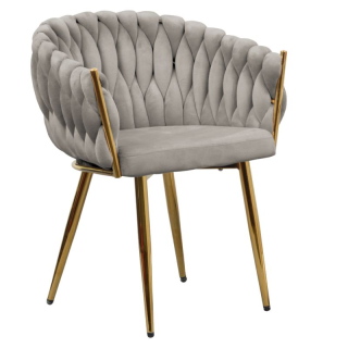 Jedálenské kreslo s elegantným dizajnom, sivohnedá Taupe Velvet látka