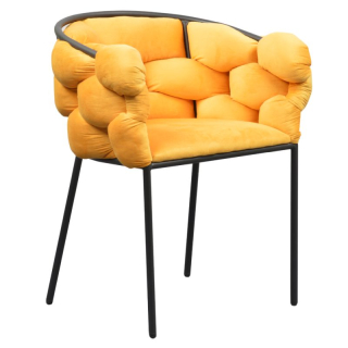Elegantné jedálenské kreslo s elegantným dizajnom, žltá Velvet látka