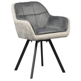 Otočné prešívané jedálenské kreslo, sivá Velvet látka