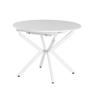 Okrúhly jedálenský rozkladací stôl, biela, 100-140 cm