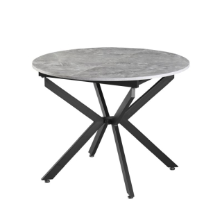 Okrúhly jedálenský rozkladací stôl, betón-čierna, 100-140 cm