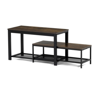 Botník čierny 2 police, MDF dekor staré drevo