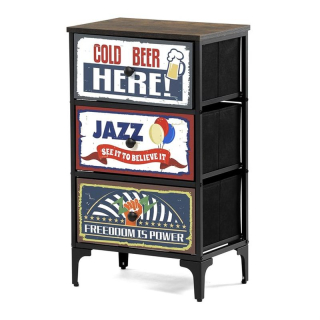 Retro komoda s 3 zásuvkami z netkanej textílie