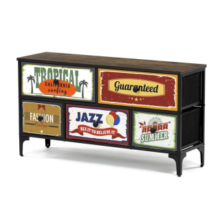 Retro komoda s 5 zásuvkami z netkanej textílie