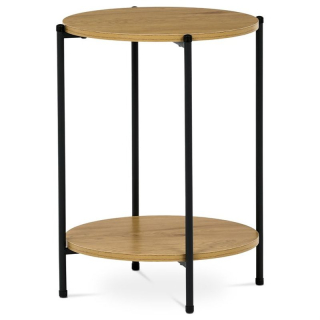 Príručný stolík z MDF dekor divoký dub, kov čierny lak