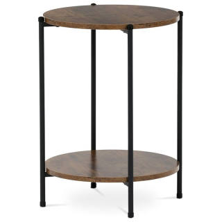 Príručný stolík z MDF dekor staré drevo, kov čierny lak