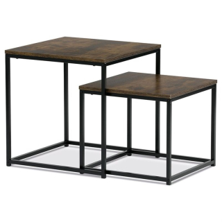 Set 2 ks odkladacích stolíkov, dekor staré drevo, čierny lak