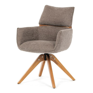 Elegantná jedálenská stolička lanýžová látka, 360° vratný mechanizmus, masív jaseň