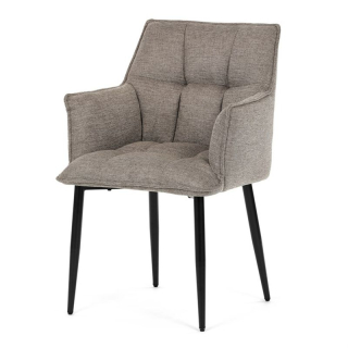 Štýlová jedálenská stolička, svetlohnedá vodoodpudivá látka, čierny matný lak