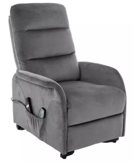 Elektrické polohovateľné relaxačné kreslo s výklopom, sivá bluvel 14