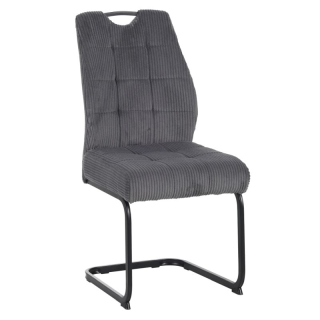 Elegantná jedálenská stolička s menčestrovým vzhľadom v odtieni sivá