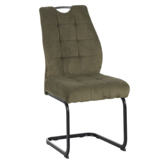 Elegantná jedálenská stolička s menčestrovým vzhľadom v odtieni zelená