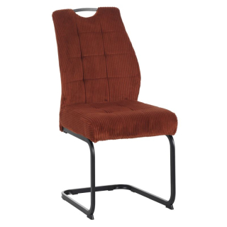 Elegantná jedálenská stolička s menčestrovým vzhľadom v odtieni terakota