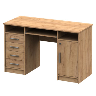 PC stôl so zamykateľnou skrinkou a šuplíkmi, dub artisan