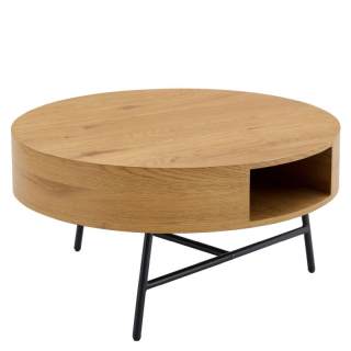 Okrúhly konferenčný stolík v industriálnom štýle, dub-čierna