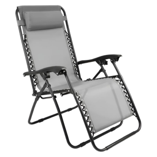 Záhradné polohovacie kreslo v svetlosivej farbe