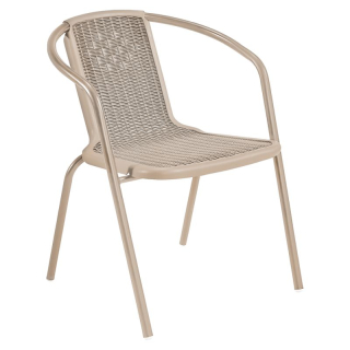 Záhradná stohovateľná stolička, oceľ-plast, champagne