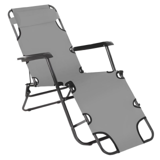 Záhradné skladacie polohovacie kreslo, sivé