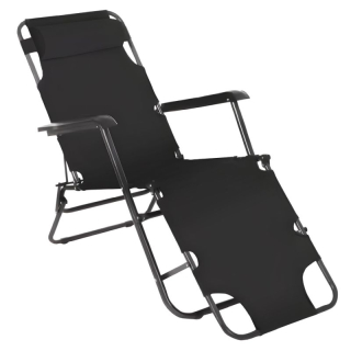 Záhradné skladacie polohovacie kreslo, čierne