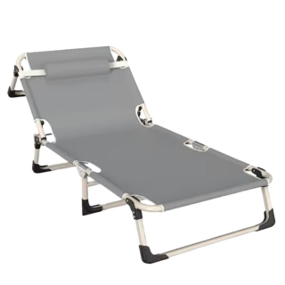 Záhradné lehátko, sivá-béžová