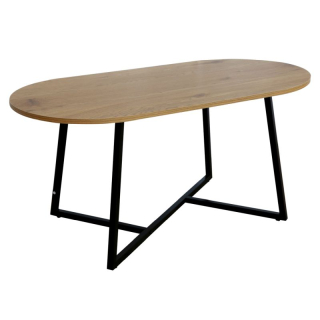 Oválny elegantný konferenčný stolík, dub-čierna