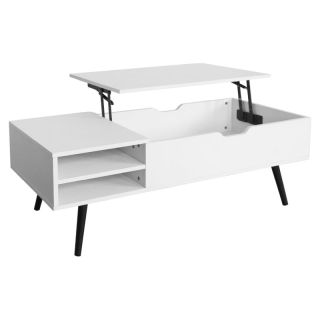 Konferenčný stolík s výsuvnou hornou plochou, biely