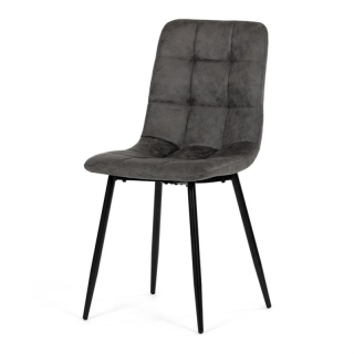 Jedálenská minimalistická stolička v industriálnom štýle, antracitová vintage látka