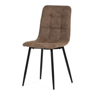 Jedálenská minimalistická stolička v industriálnom štýle, béžová vintage látka