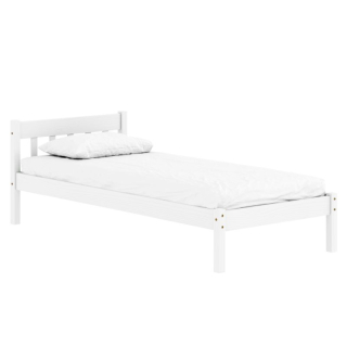 Posteľ s roštom, biela, borovicové drevo, 90x200