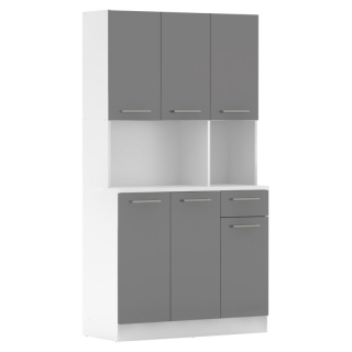 Šesťdverový kredenec, biela-grafit