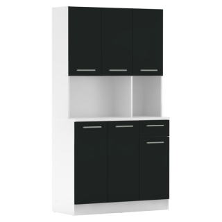 Šesťdverový kredenec, biela-čierna