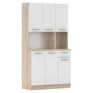 Šesťdverový kredenec, dub sonoma-biela