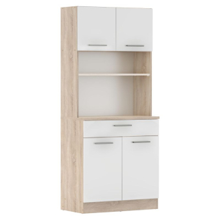 Štvordverový kredenec, dub sonoma-biela