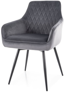 Skvelá jedálenská stolička, látka VELVET, čierna-sivá bluvel 14